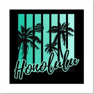 Tropical Hawaii Honolulu Palm Trees Posters and Art